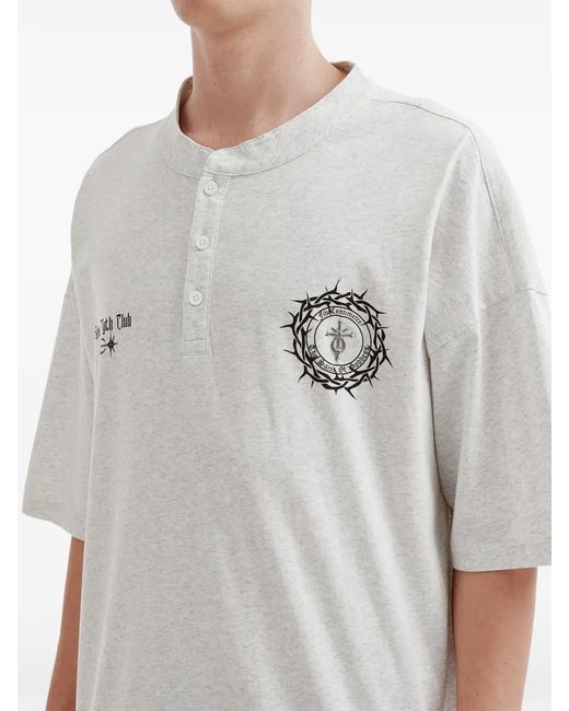 FIVE CM White Button Graphic T-Shirt for men