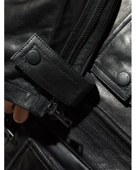 Balmain Leren Jack in het Black voor heren