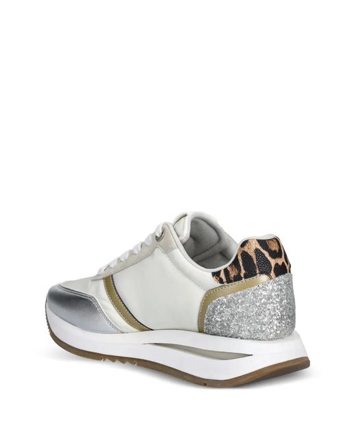 Guess White Leopard-Panel Sneakers