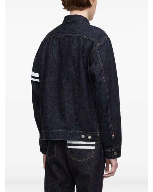 Momotaro Blue Classic Stripe-Detail Denim Jacket for men