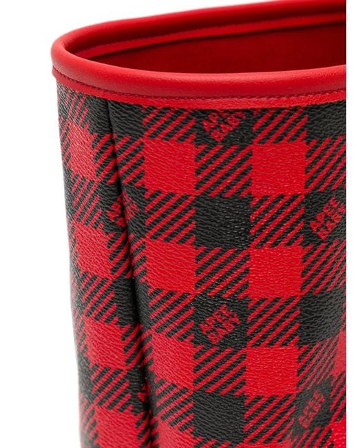 AAPE BY A BATHING AP Red Check-Pattern Heart-Patch Tote Bag