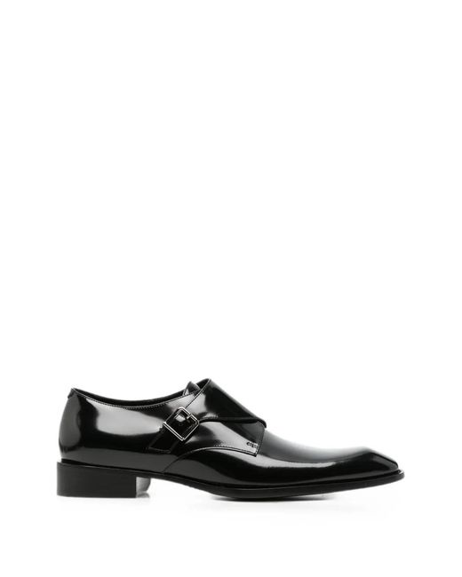 Saint Laurent Black Connor Buckle-Fastening Leather Oxford Shoes for men