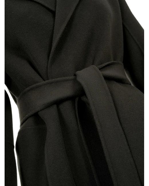 Max Mara Black Belted Notch-Lapel Coat