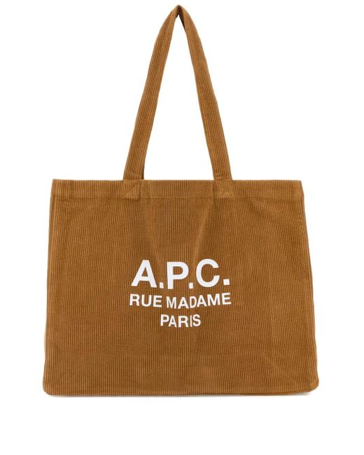 A.P.C. Tote Bag aus Cord mit Logo-Print in Brown für Herren