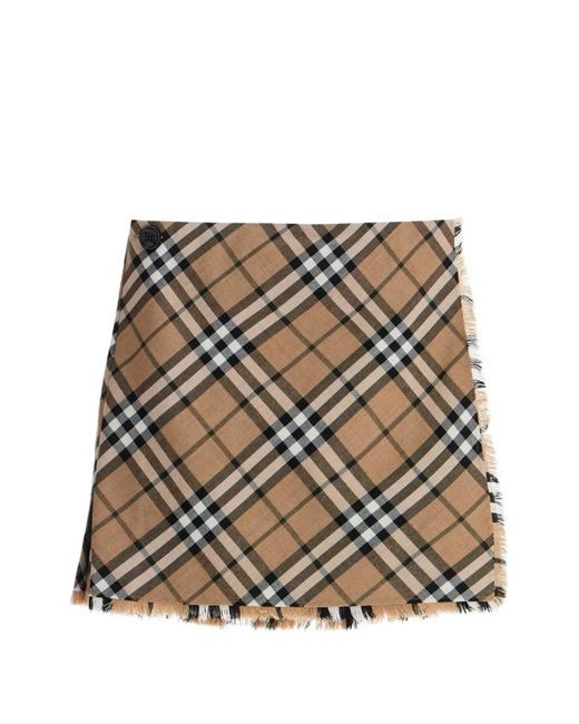 Burberry Brown Check Wool Blend Mini Kilt