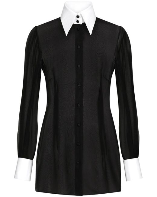 Dolce & Gabbana Black Sheer Cotton Blouse