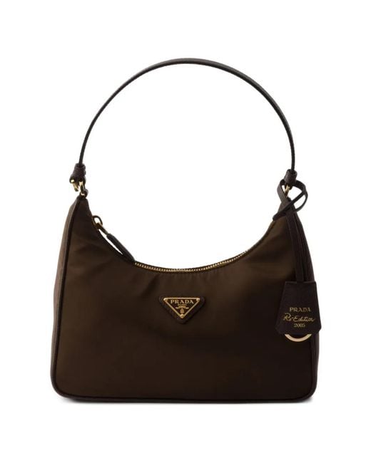 Prada Black Mini Re-Edition 2005 Logo-Detail Shoulder Bag