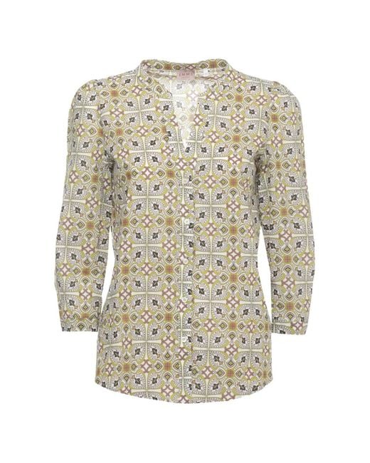 Emme White V-Neck Printed Shirt