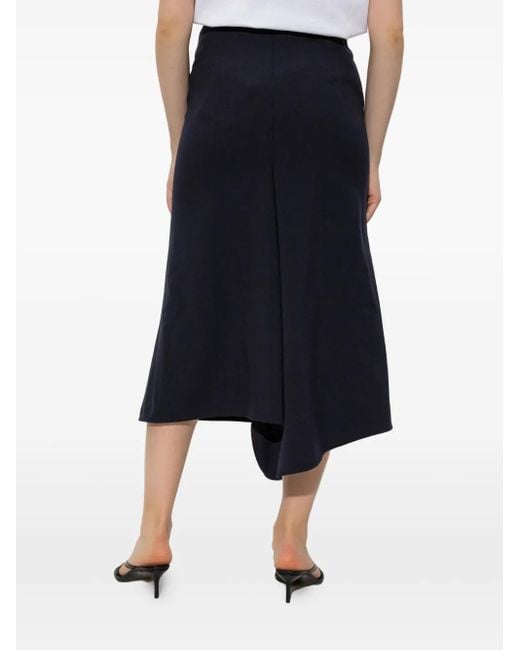 Victoria Beckham Blue Asymmetric-Hem Midi Skirt