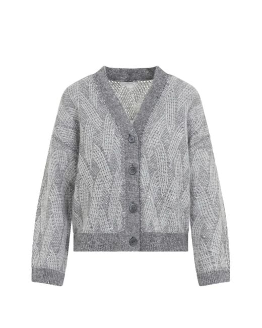 Peserico Gray Sequin-Embellished Cardigan