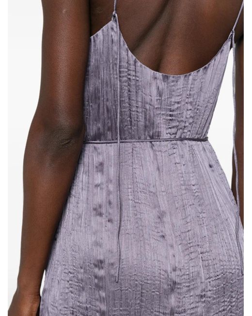 Posse Purple Esme Crinkled Slip Midi Dress