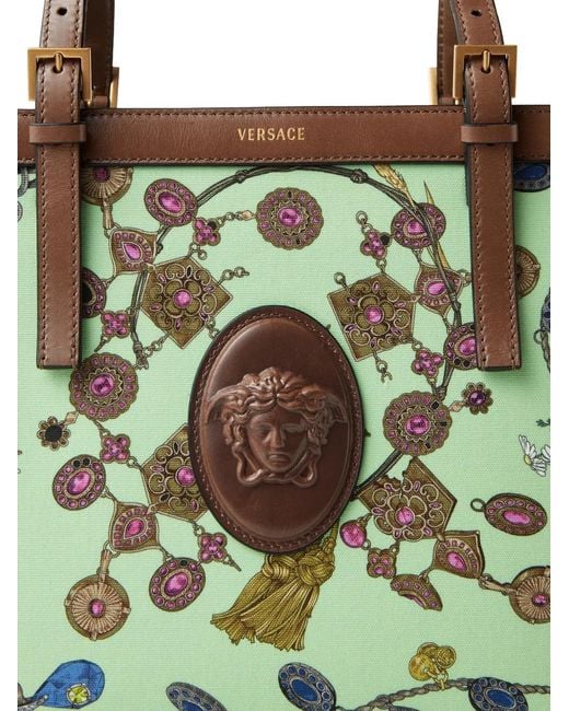 Versace Green Rivière Printed Canvas Tote