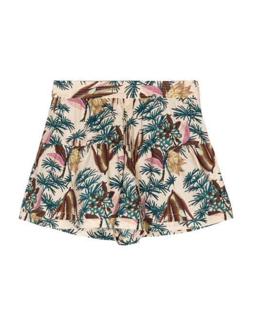 Ulla Johnson Natural Elsie Floral-print Cotton Shorts