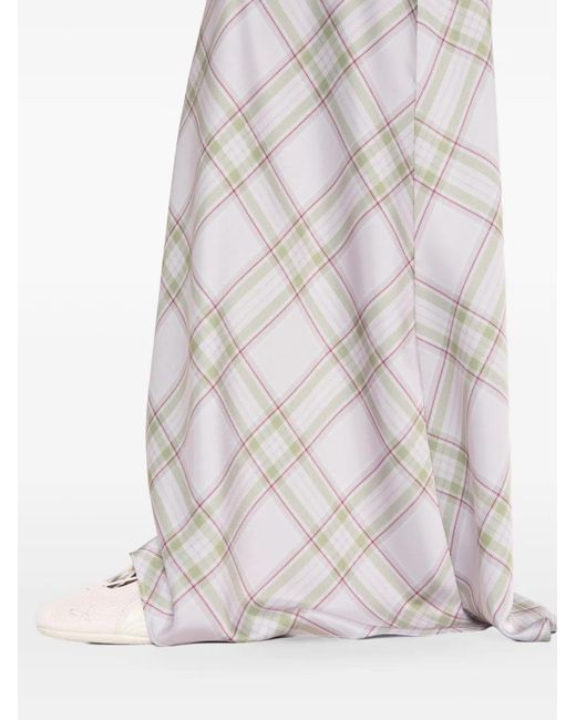 Marques'Almeida White Jupe Longue À Carreaux Tartan
