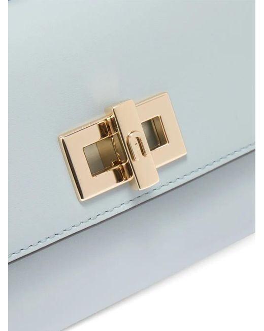 Furla Gray Twist-Lock Leather Clutch Bag