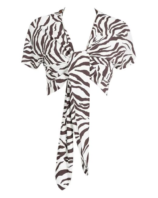 Max Mara Black Favore Zebra-Pattern Top