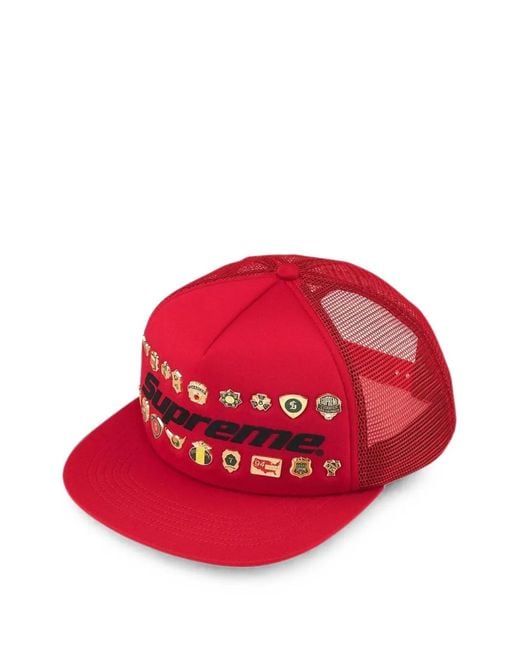 Supreme Red Pin-Embellished Five-Panel Cap for men