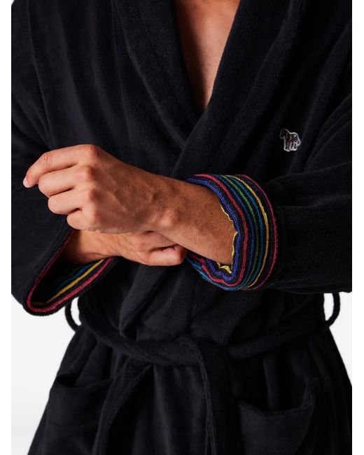 Paul Smith Black Zebra-Embroidered Robe for men