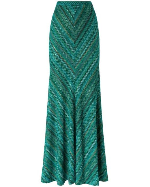 Missoni Green Zigzag Maxi Skirt