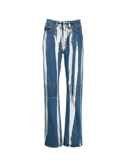 Our Legacy Blue Bleached-Effect Straight-Leg Jeans