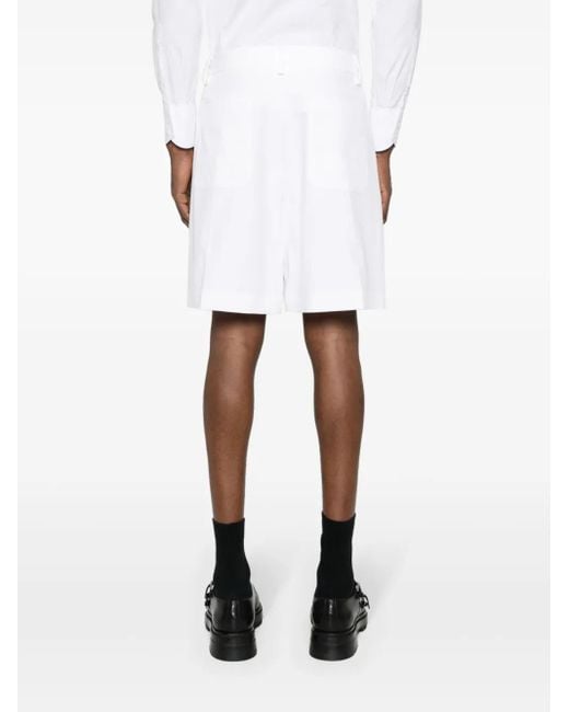 Valentino Garavani White Cotton Pressed-Crease Shorts for men