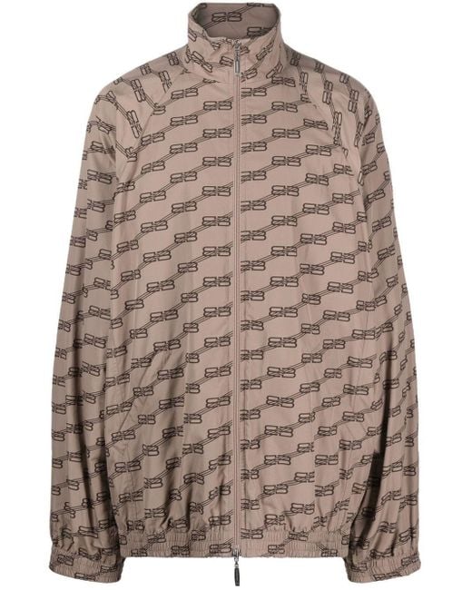 Balenciaga Cotton Monogram-print Track Jacket in Brown for Men | Lyst ...