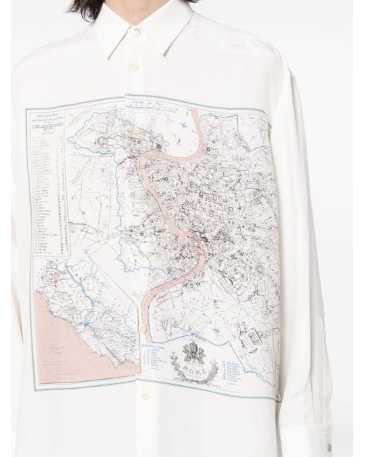 OAMC White Graphic-print Long-sleeve Shirt for men