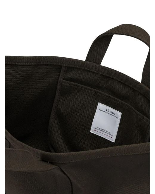 Visvim Black Rime Logo-Detail Cotton Tote Bag for men
