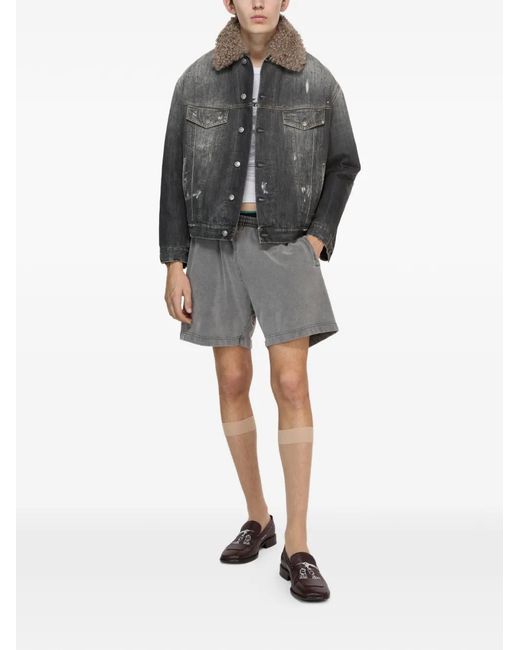 Acne Gray Fur-Trim Cotton Jacket