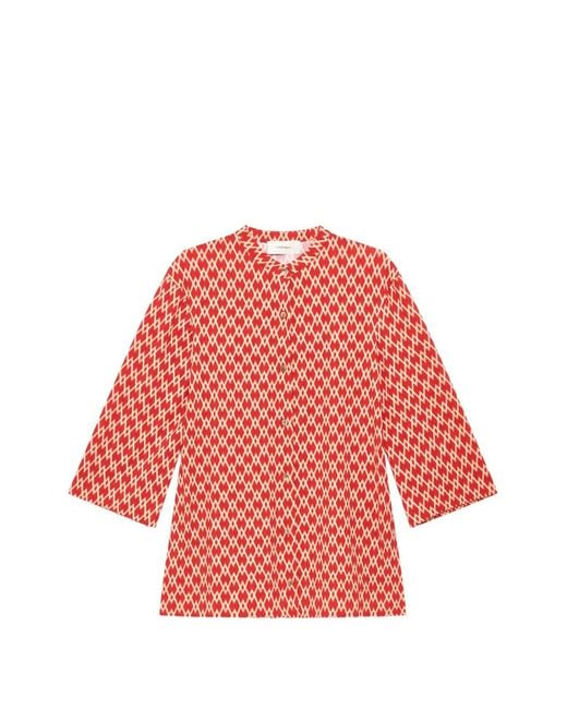 Maliparmi Red Diamond Glow Geometric-Print Kaftan