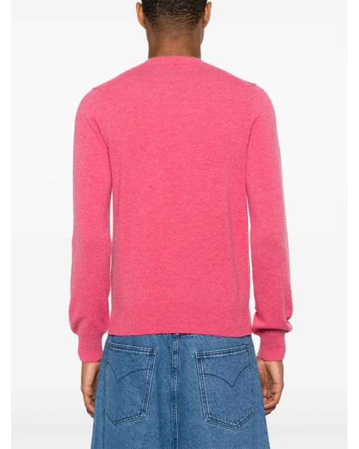 COMME DES GARÇONS PLAY Pink V-Neck Wool Jumper