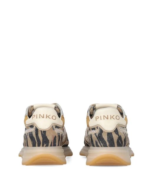 Pinko White Sneakers With Love Birds Logo And Animal-Print