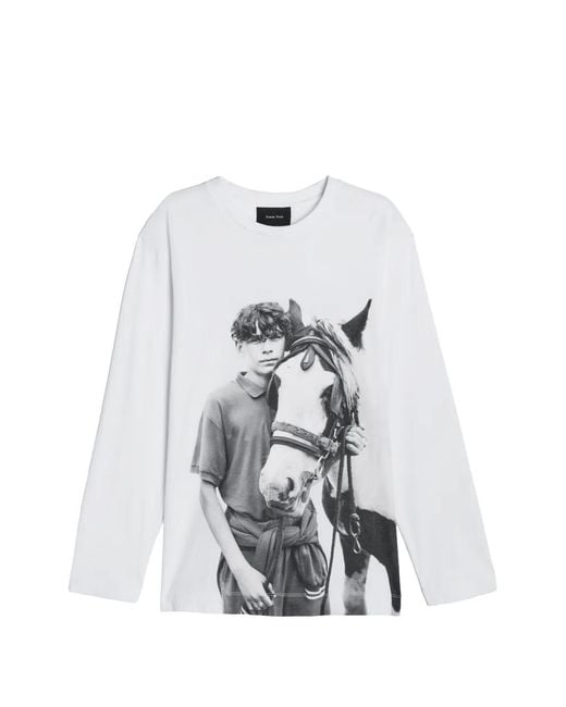 Simone Rocha White Pony Kids Print Long-Sleeve T-Shirt