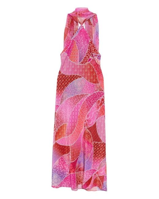 Rixo Pink Hayley Patchwork Dress