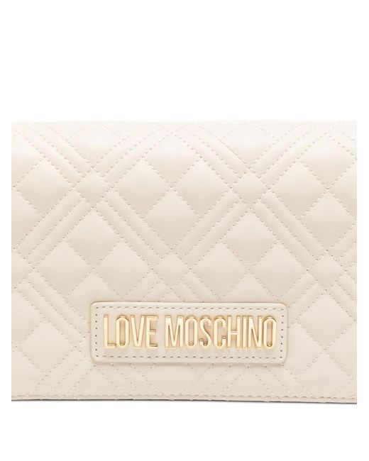 Love Moschino Natural Quilted Chain Clutch Bag