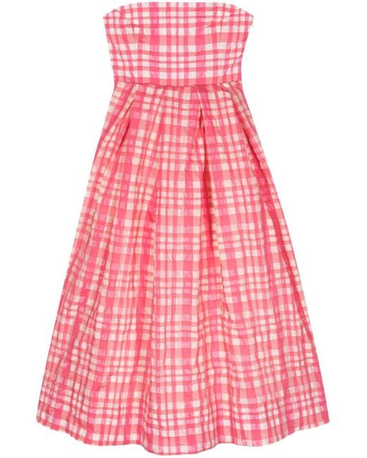 Rosie Assoulin Pink Oh Oh Livia Checked Midi Dress