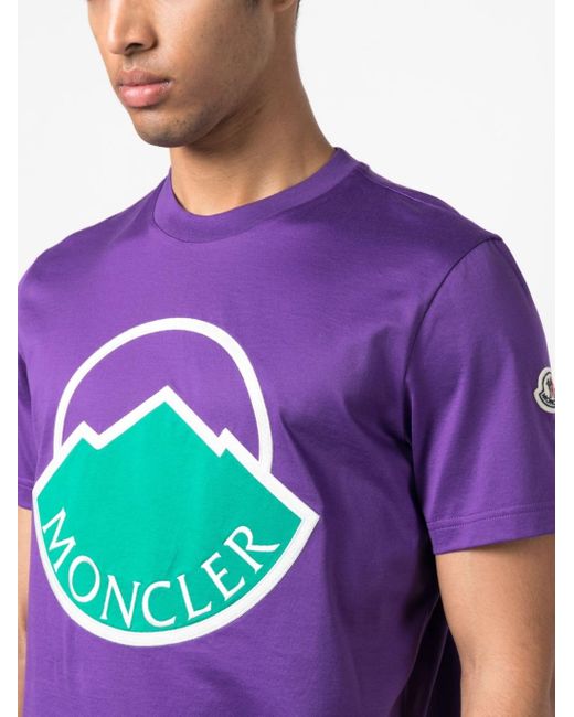 Moncler T-shirt With Reflective Logo in Pink for Men
