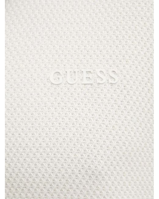 Guess White Waffle-Knit Contrast-Collar Polo Shirt for men