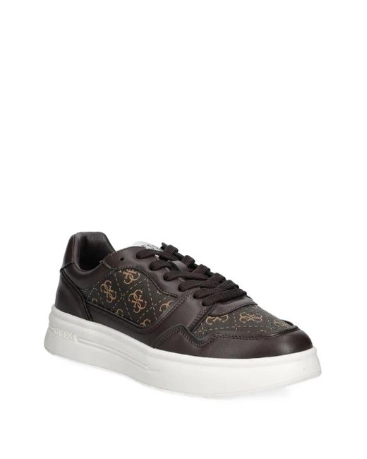 Guess Brown Monogram-Embellished Lace-Up Sneakers for men
