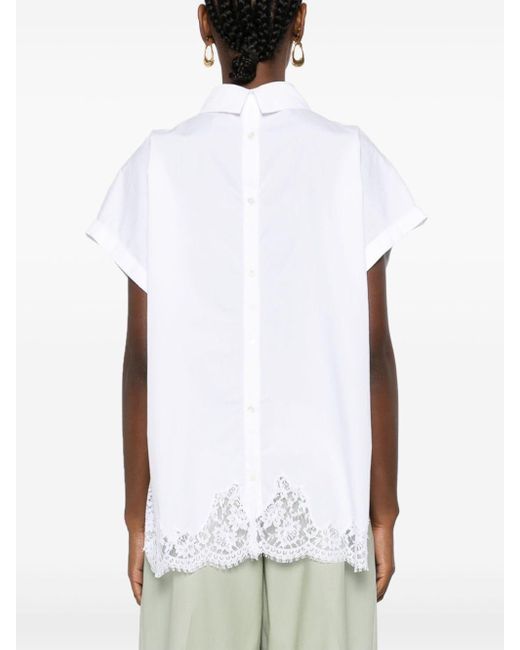ERMANNO FIRENZE White Floral-lace Cotton Shirt