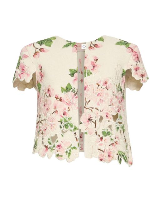 Oscar de la Renta Jack Met Geborduurde Bloemen in het White