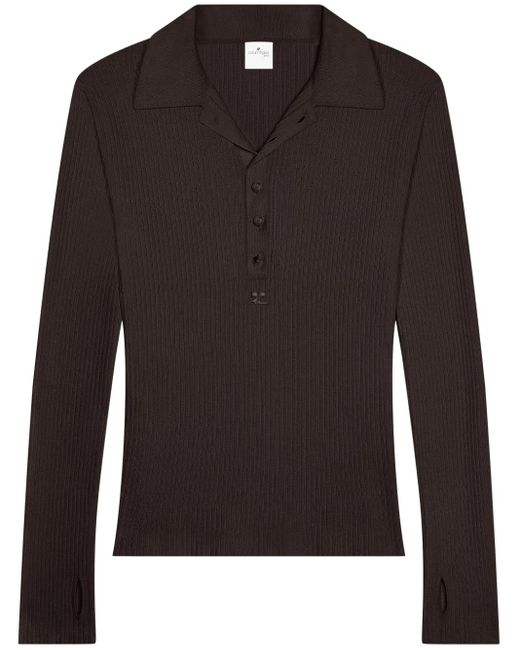Courreges Black Cootn-Wool Blend Polo for men