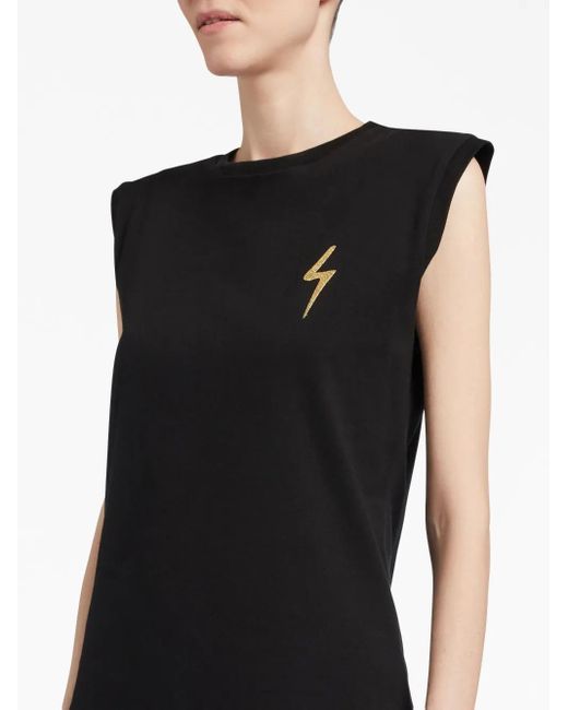 Giuseppe Zanotti Black Ursella Logo-Embroidered Sleeveless Cotton Tank Top