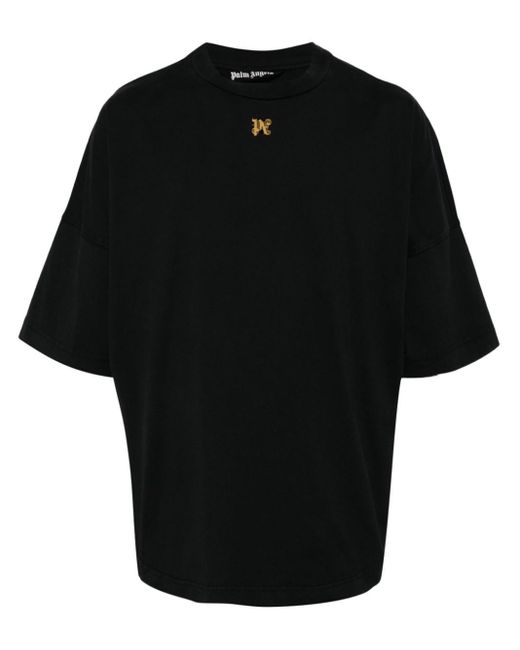 Smoke-logo cotton T-shirt Palm Angels de hombre de color Black