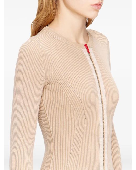 DIESEL White Ribbed Zip-Up Cotton Bodysuit