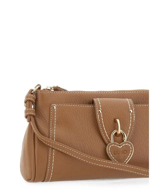 Liu Jo Brown Small Heart-Lock Crossbody Bag