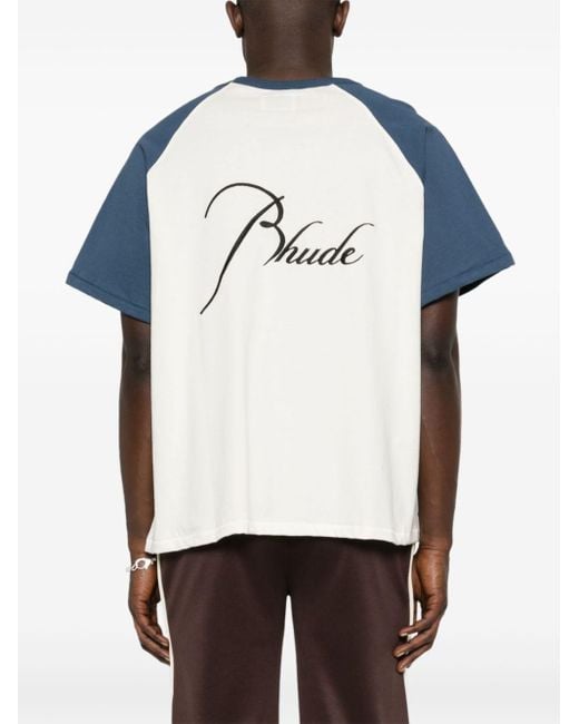 Rhude Blue Logo-embroidered Raglan T-shirt for men