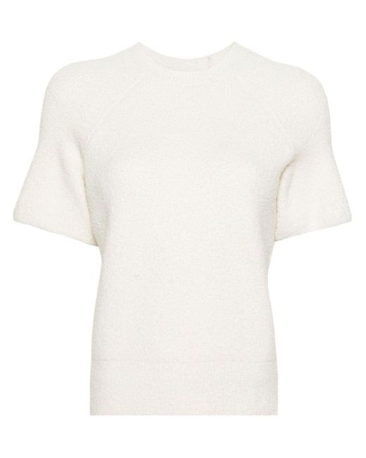 Totême  White Gestricktes T-Shirt mit Raglanärmeln
