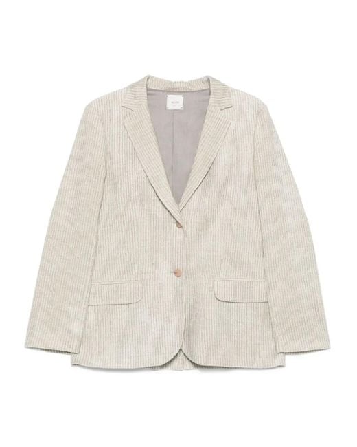 Alysi White Single-Breasted Velvet Blazer