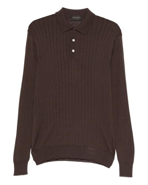 Dell'Oglio Brown Long-Sleeve Polo Shirt for men